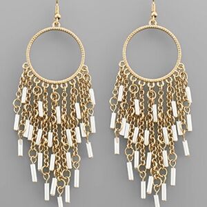Metal Tassel Circle Earrings